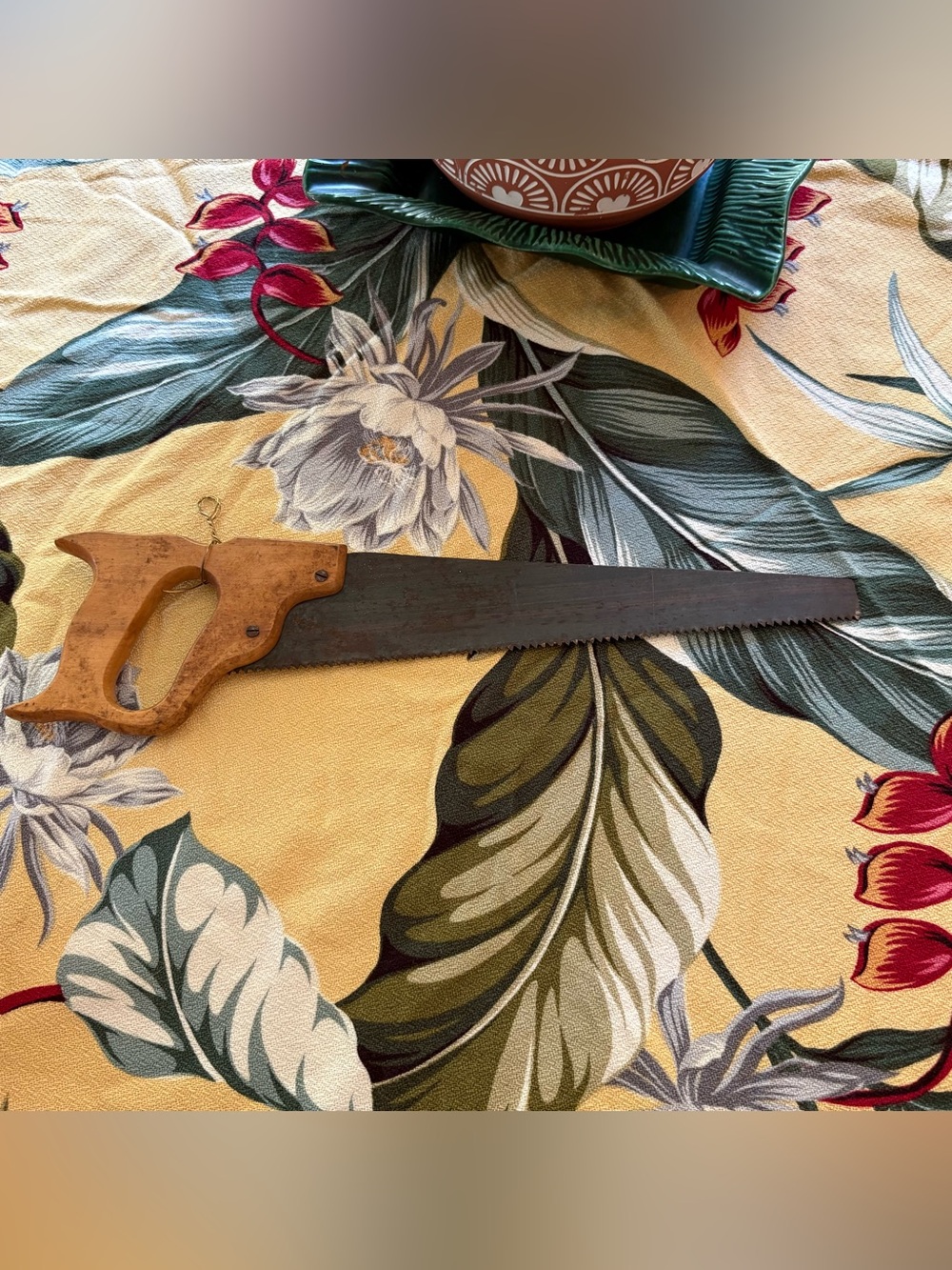 Vintage Americana Tiny  Saw Tool Wooden Metal Blade